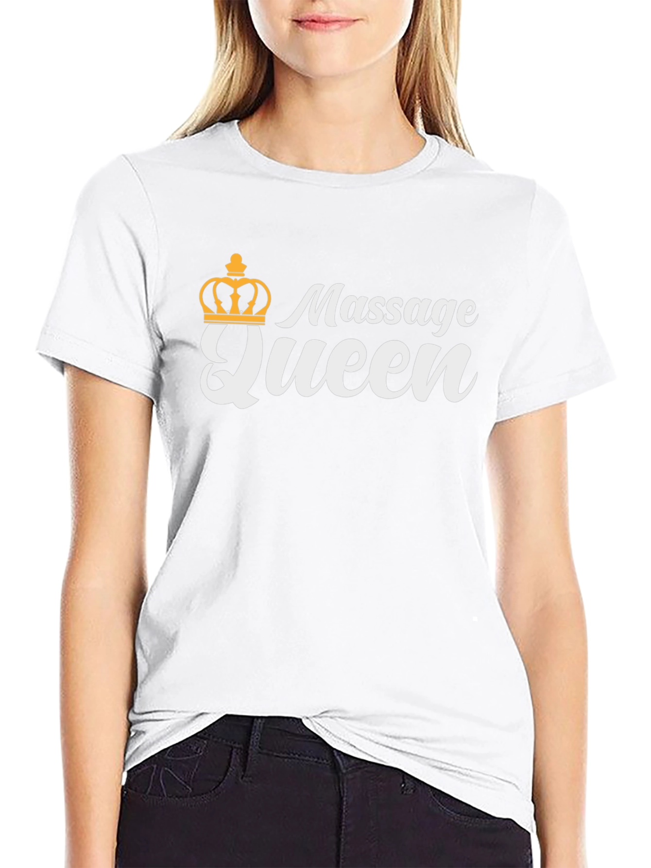 Massage Queen Black T-Shirt with Crown