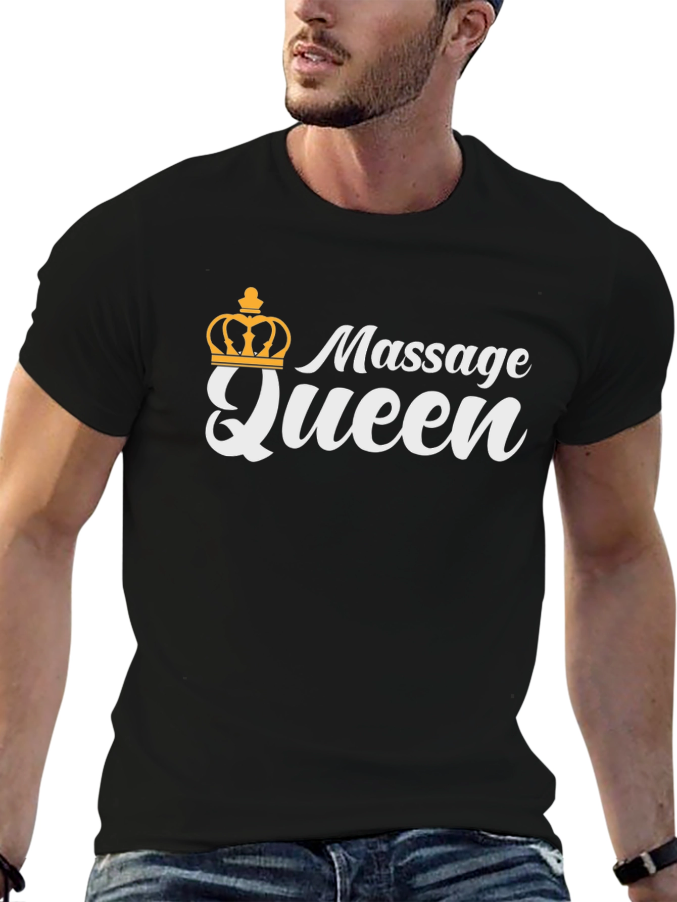 Massage Queen Black T-Shirt with Crown