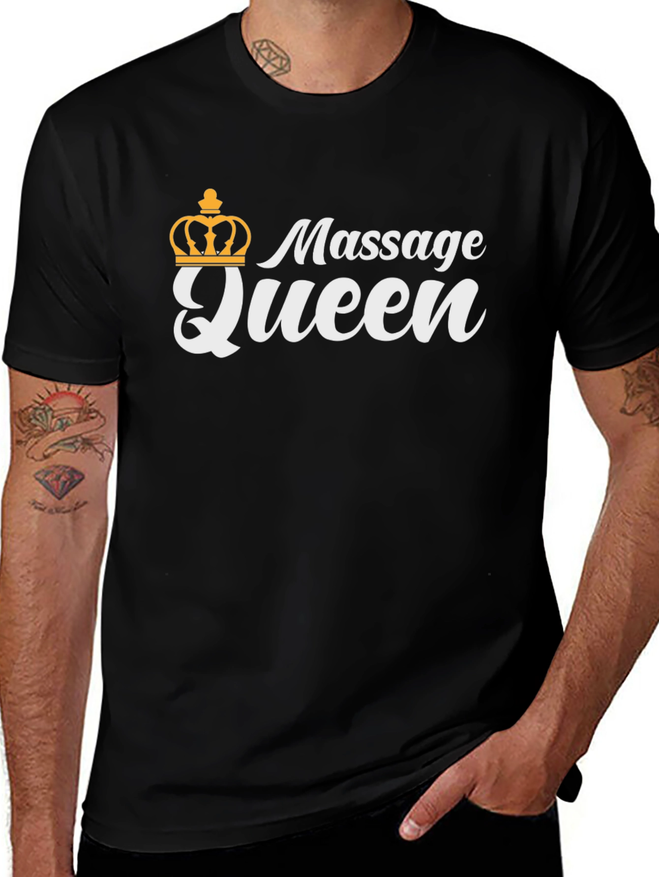 Massage Queen Black T-Shirt with Crown