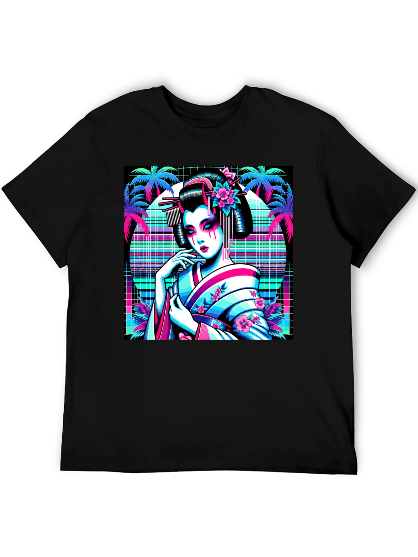 Vaporwave Geisha T-Shirt - Synthwave Style Tee