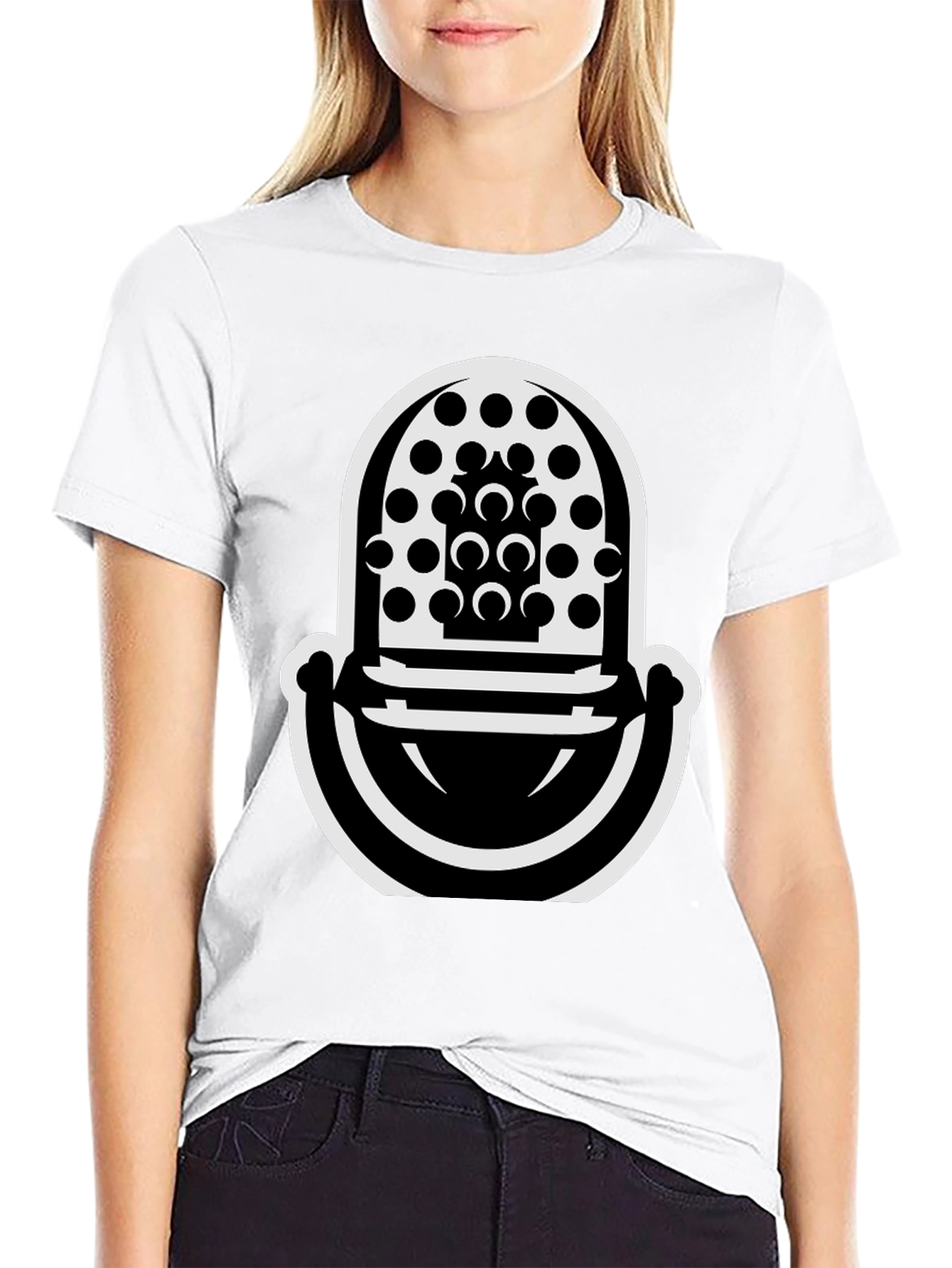 Abstract Microphone Graphic T-Shirt - Modern Black Tee