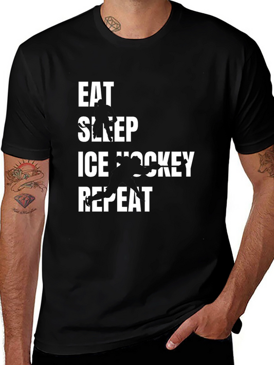 Eat Sleep Ice Hockey Repeat Black T-Shirt