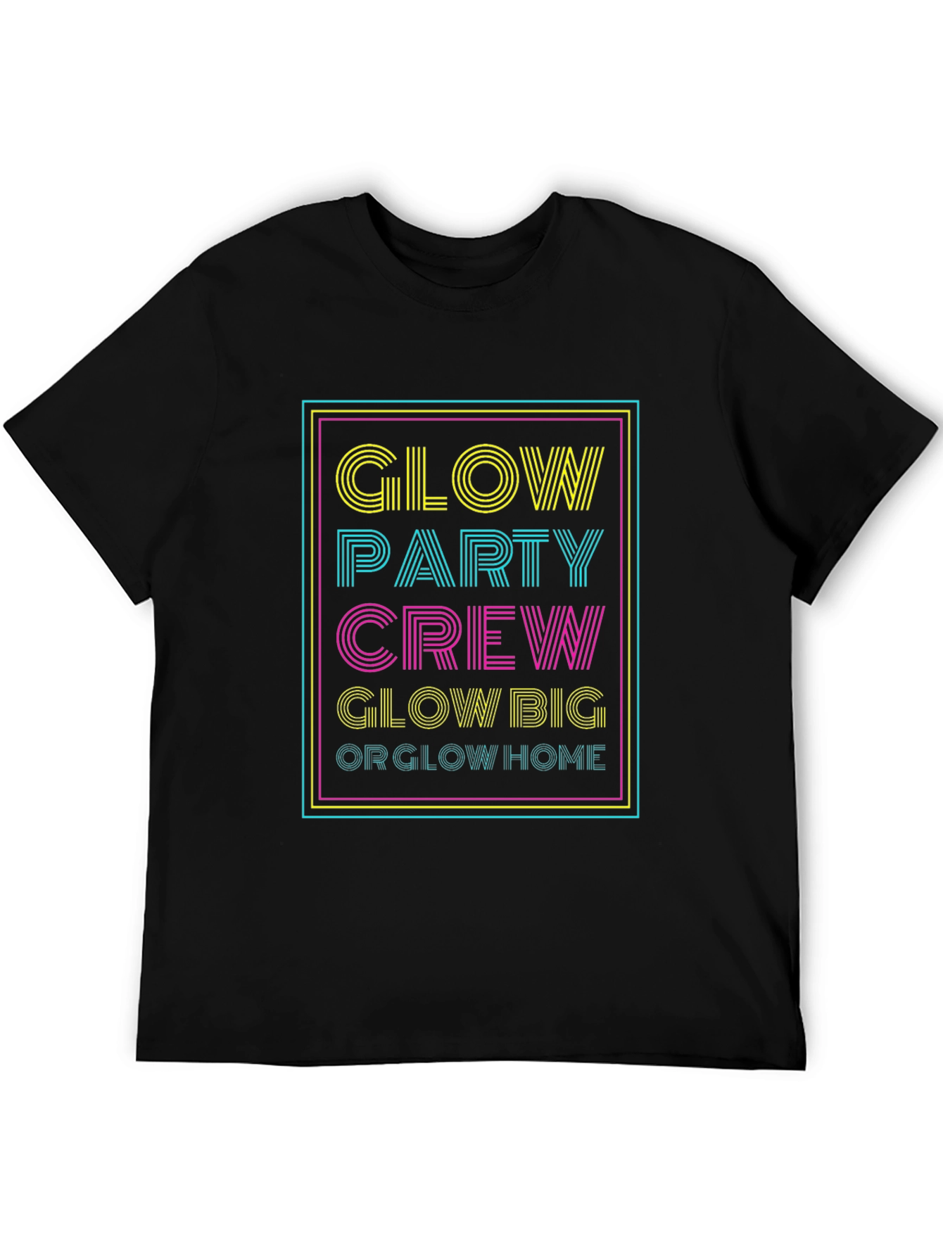 Glow Party Crew Graphic Tee - Neon Design