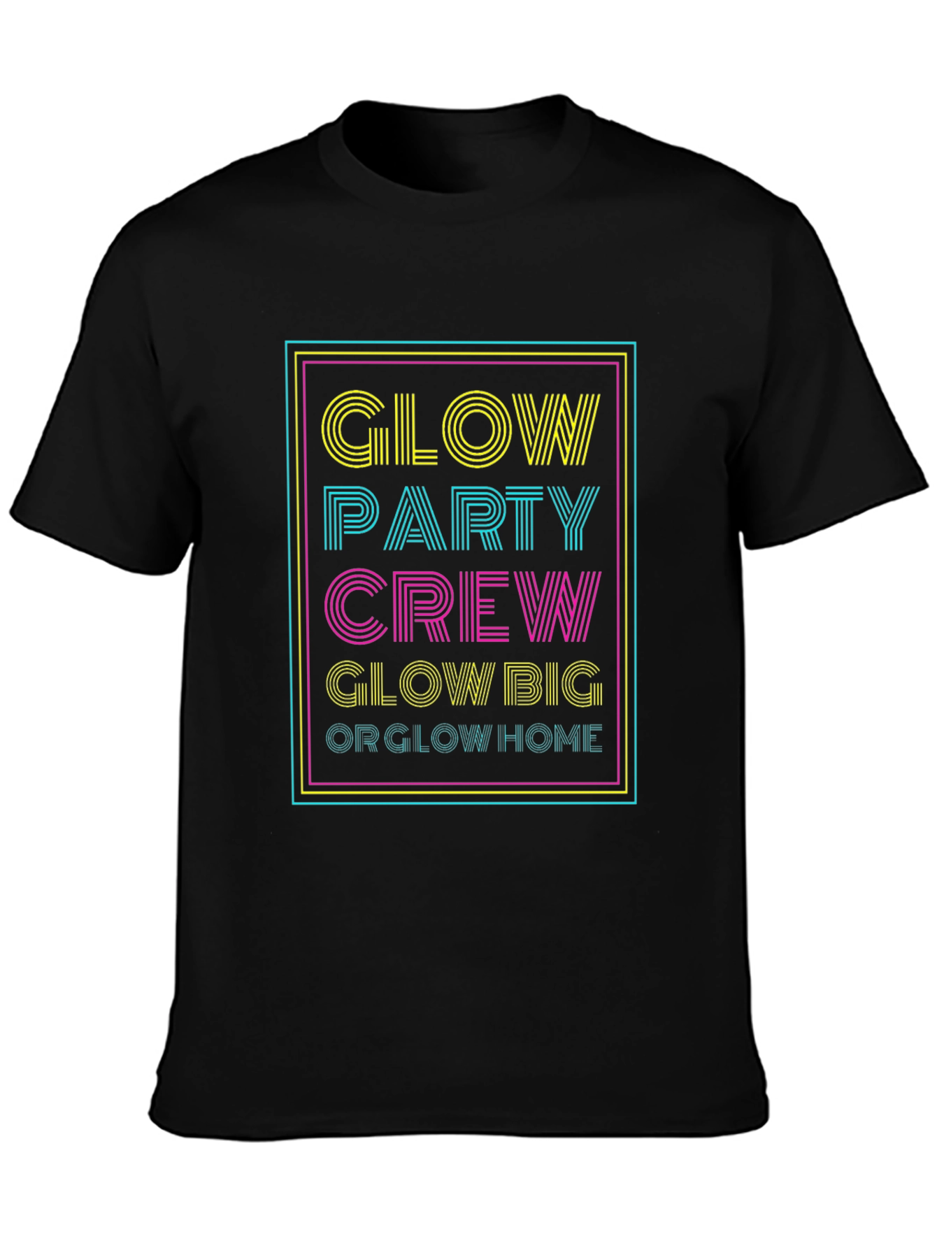 Glow Party Crew Graphic Tee - Neon Design