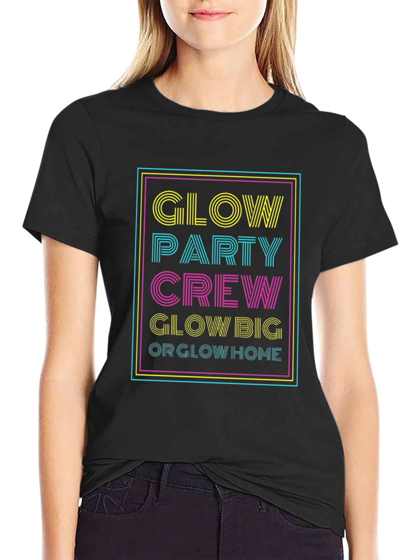 Glow Party Crew Graphic Tee - Neon Design