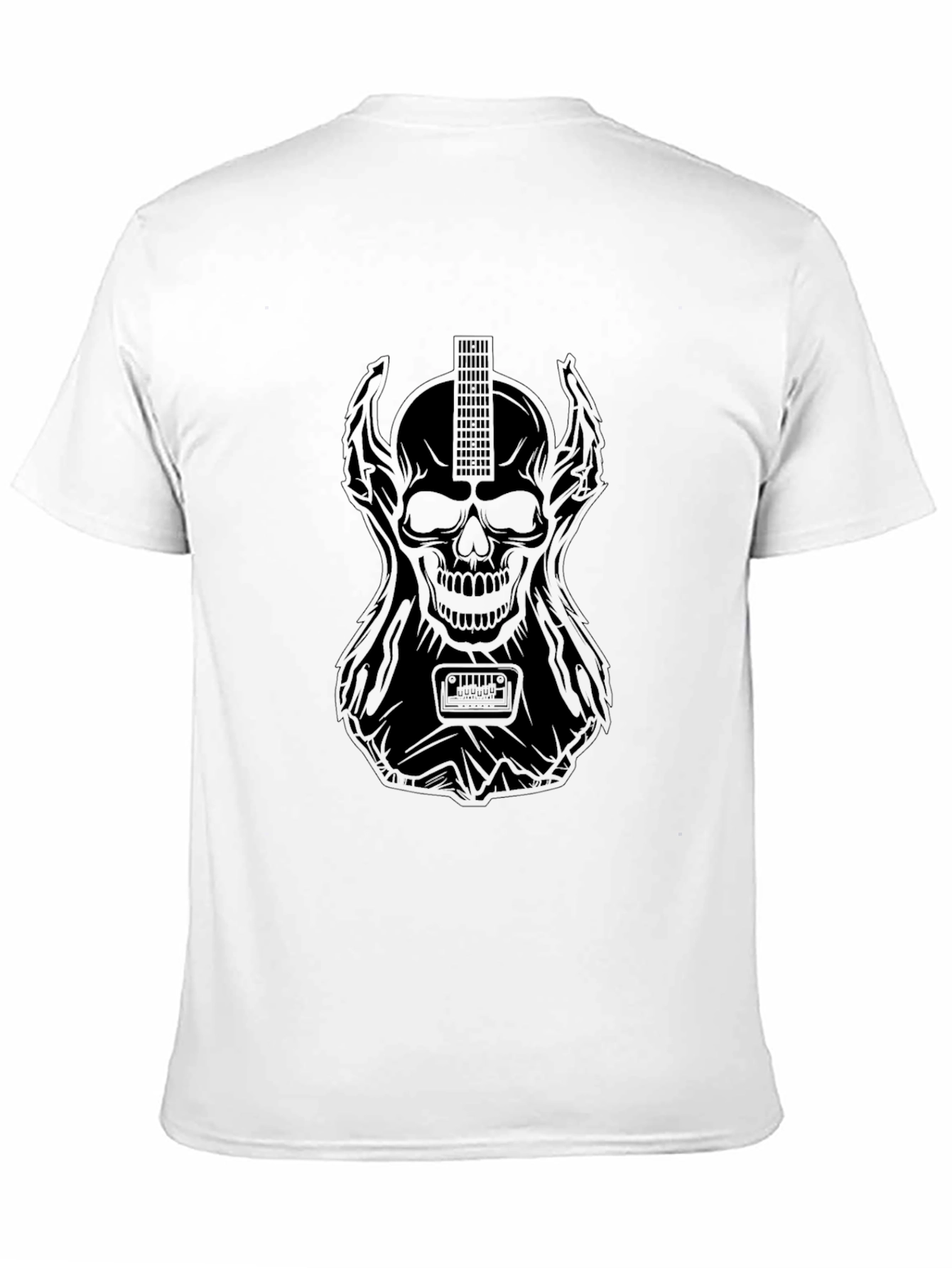 Skull Guitar Graphic T-Shirt - Black