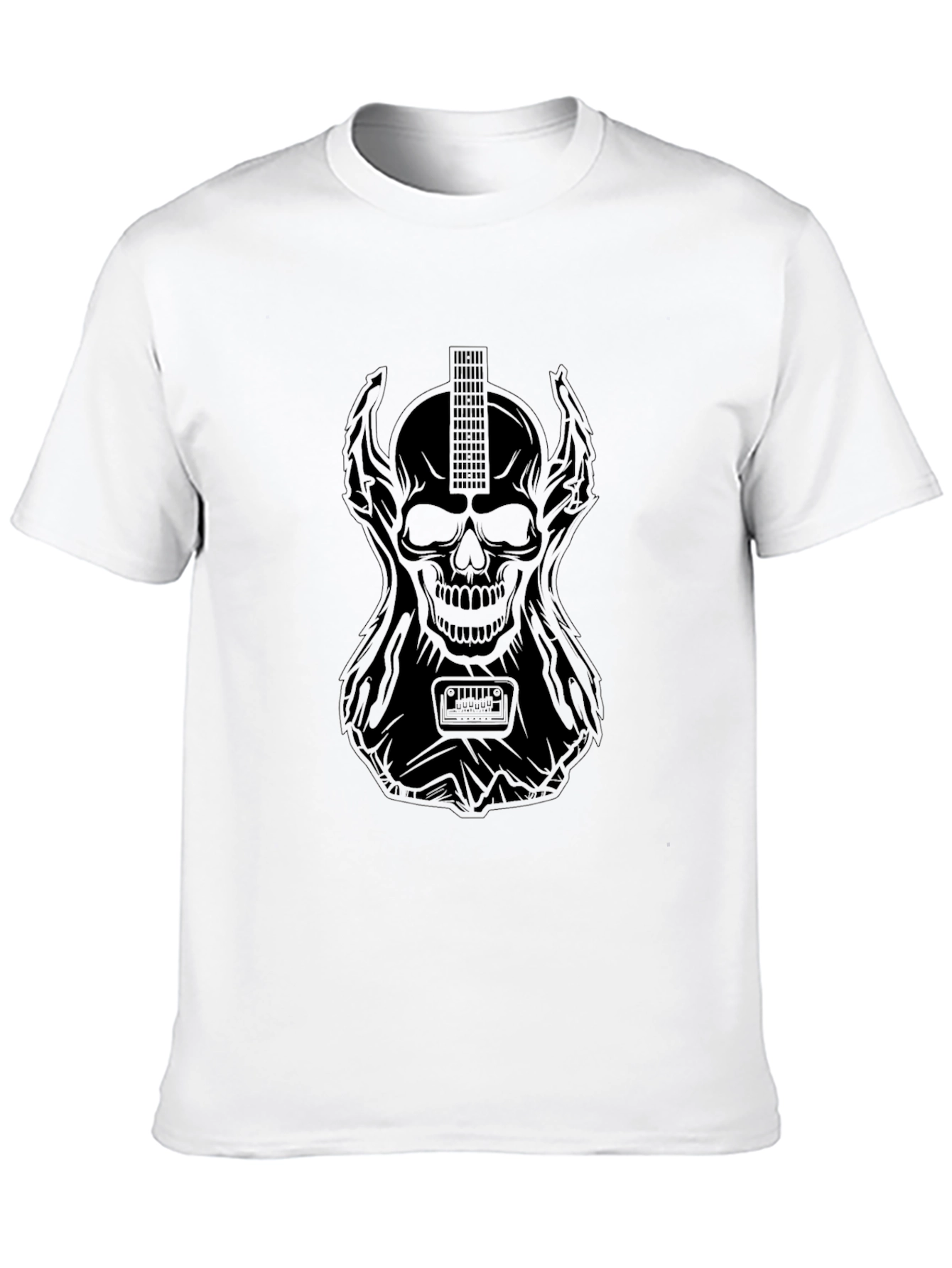 Skull Guitar Graphic T-Shirt - Black