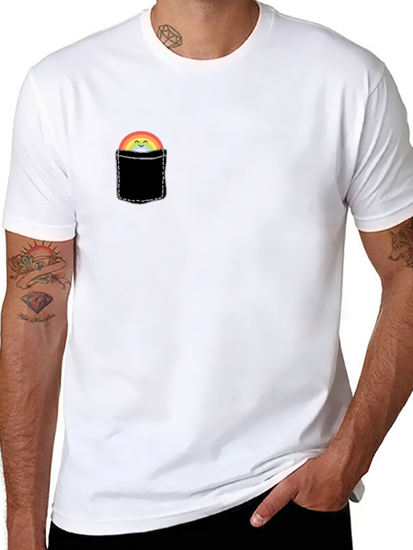 Rainbow Pocket Graphic T-Shirt