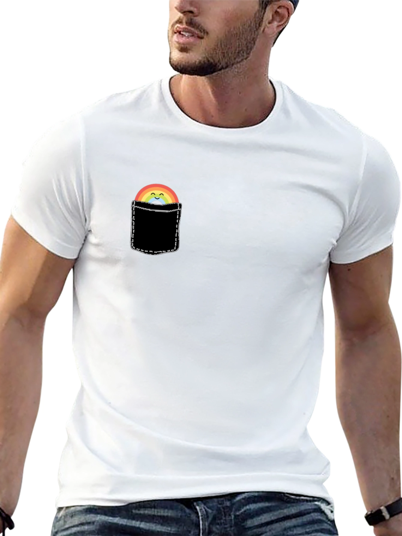 Rainbow Pocket Graphic T-Shirt