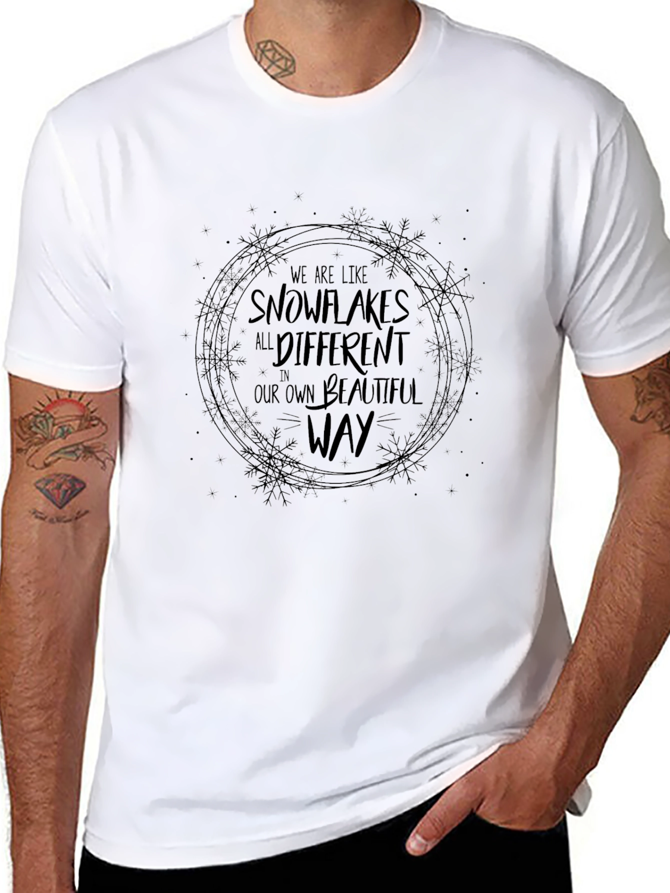 Snowflake Graphic Crew Neck Tee - Beautiful Way