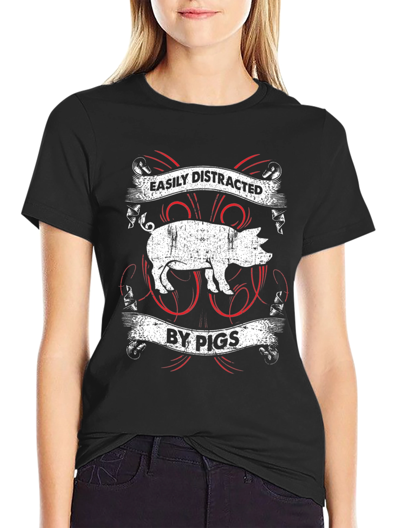 Easily Distracted By Pigs Graphic Tee