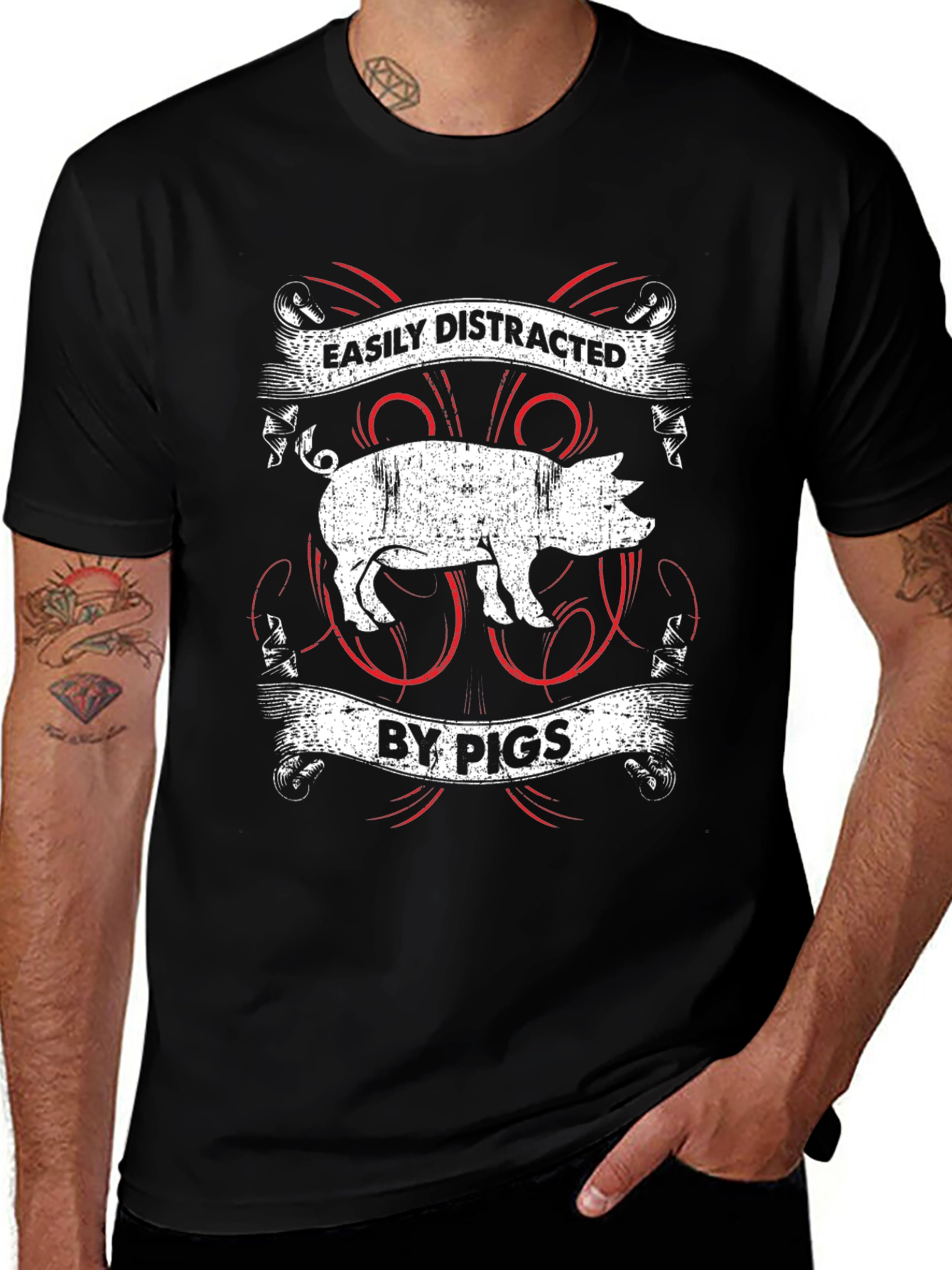 Easily Distracted By Pigs Graphic Tee