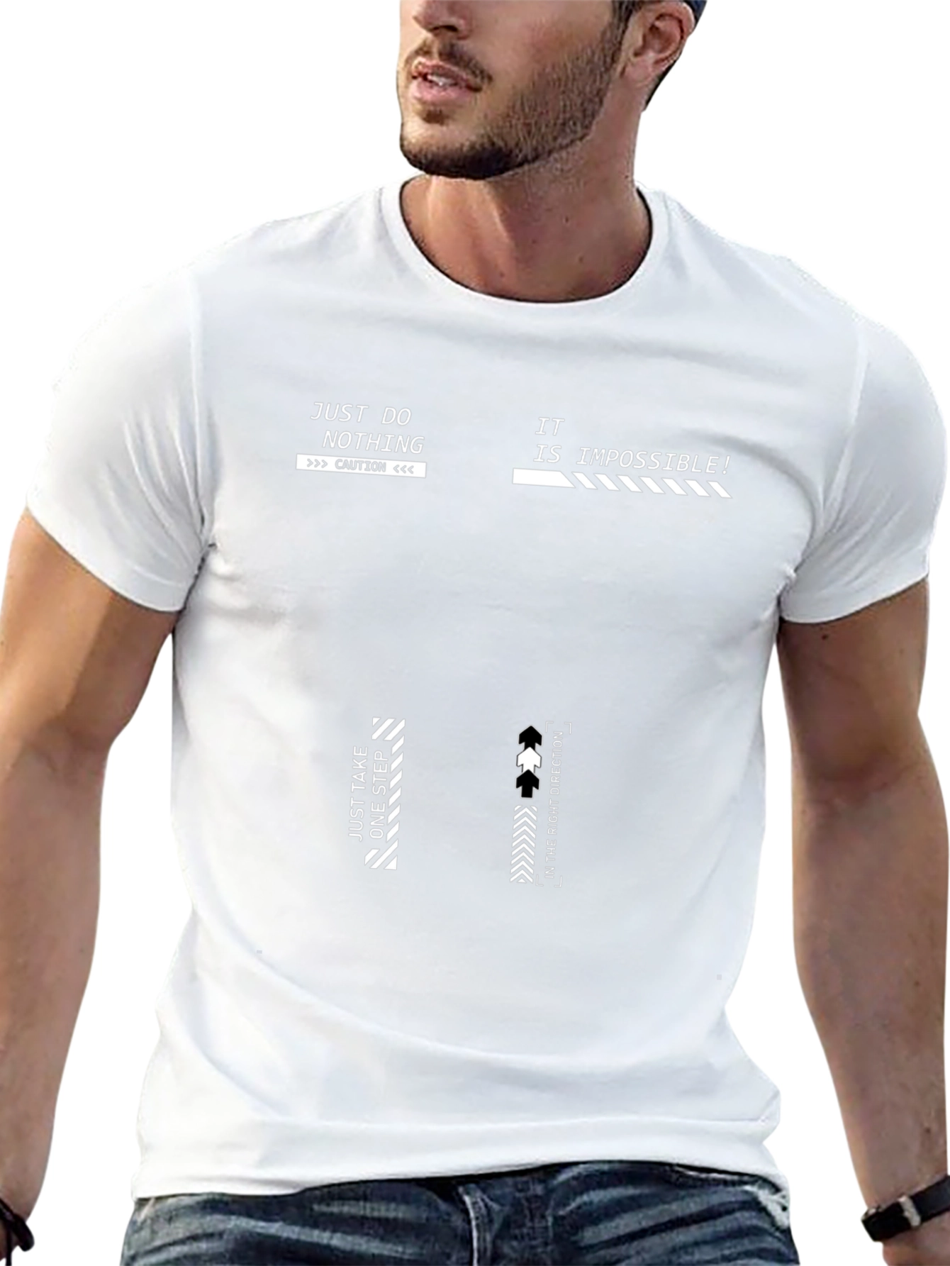 Black Graphic Print T-Shirt - Just Do Nothing
