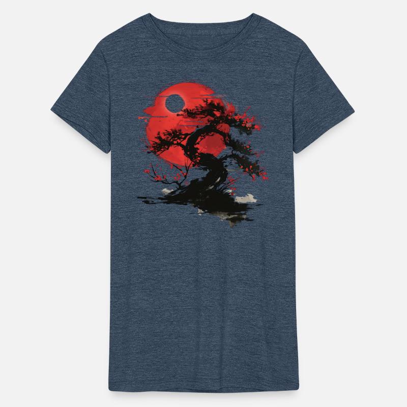 Japanese Tree Buddhism Red Moon Aesthetic