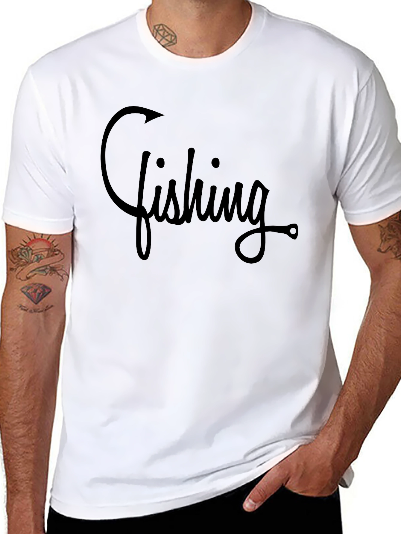 Fishing Hook Graphic T-Shirt - Casual Comfort