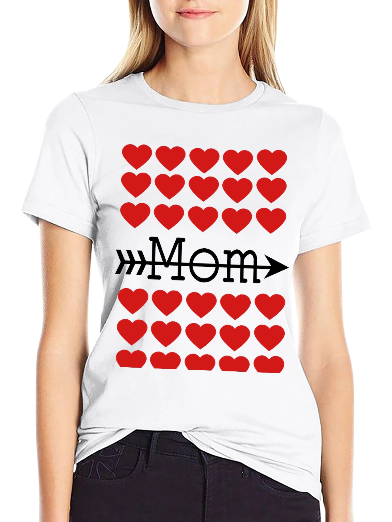 Mom Heart Arrow T-Shirt - Black Cotton Tee