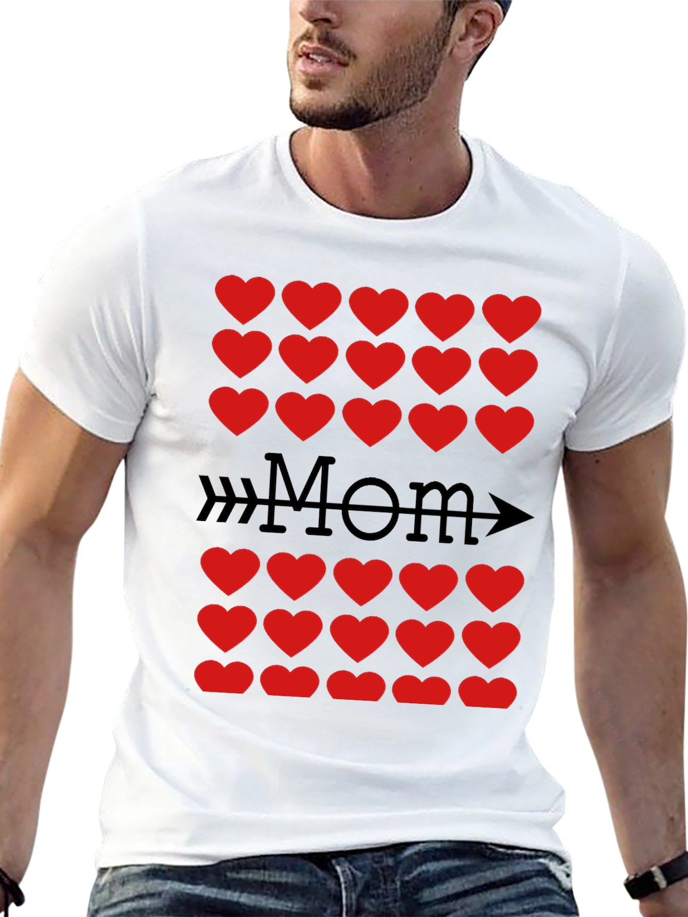 Mom Heart Arrow T-Shirt - Black Cotton Tee