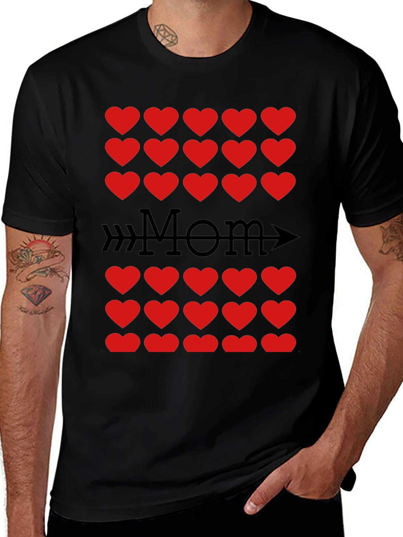 Mom Heart Arrow T-Shirt - Black Cotton Tee