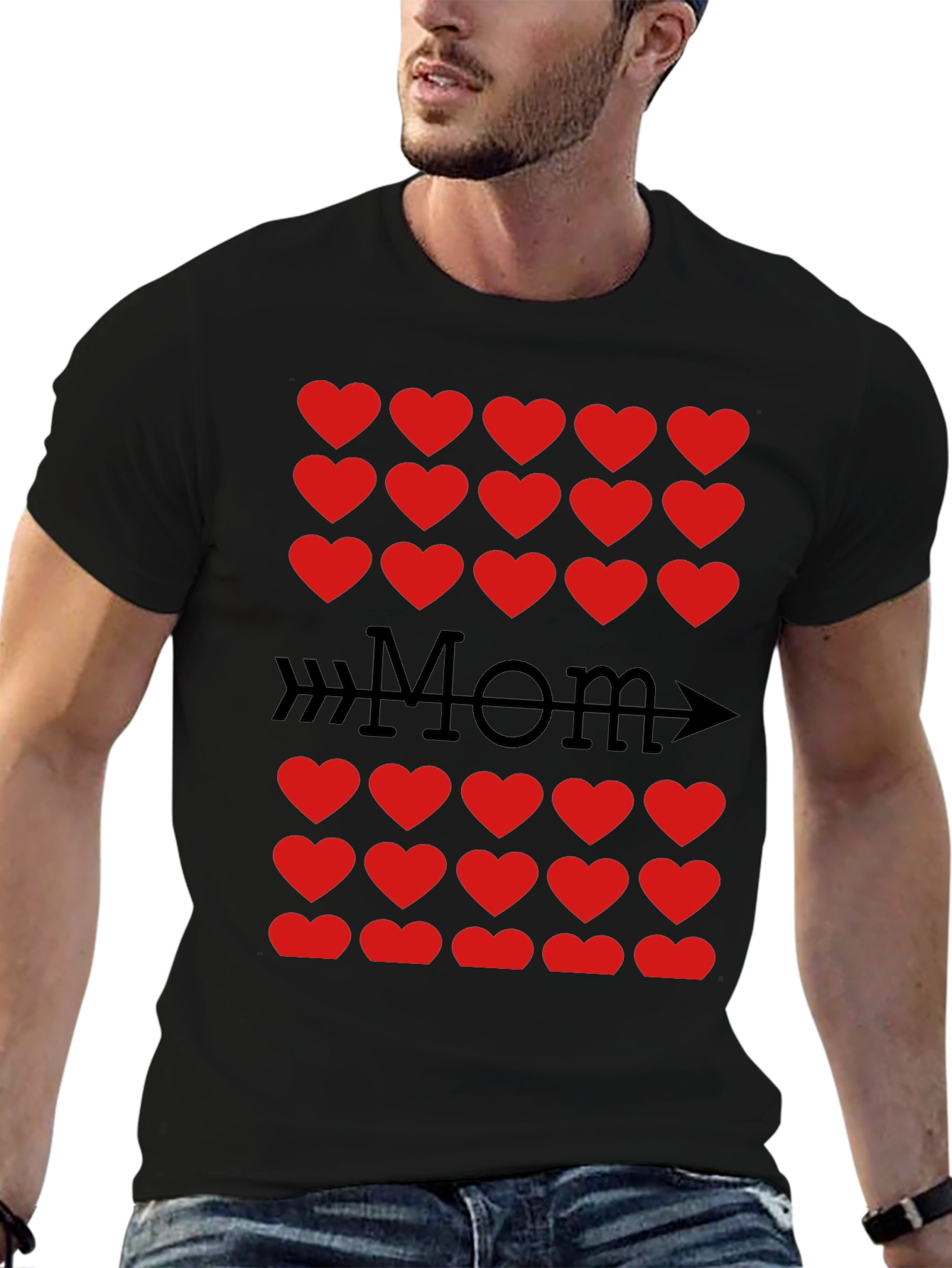 Mom Heart Arrow T-Shirt - Black Cotton Tee