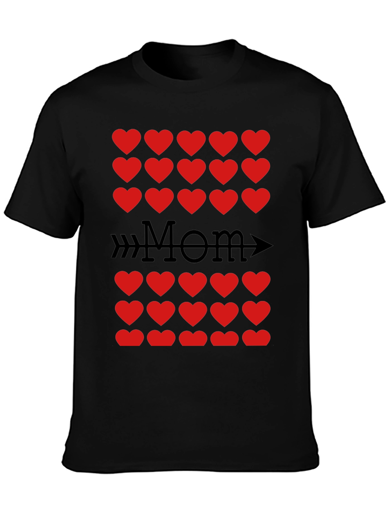 Mom Heart Arrow T-Shirt - Black Cotton Tee