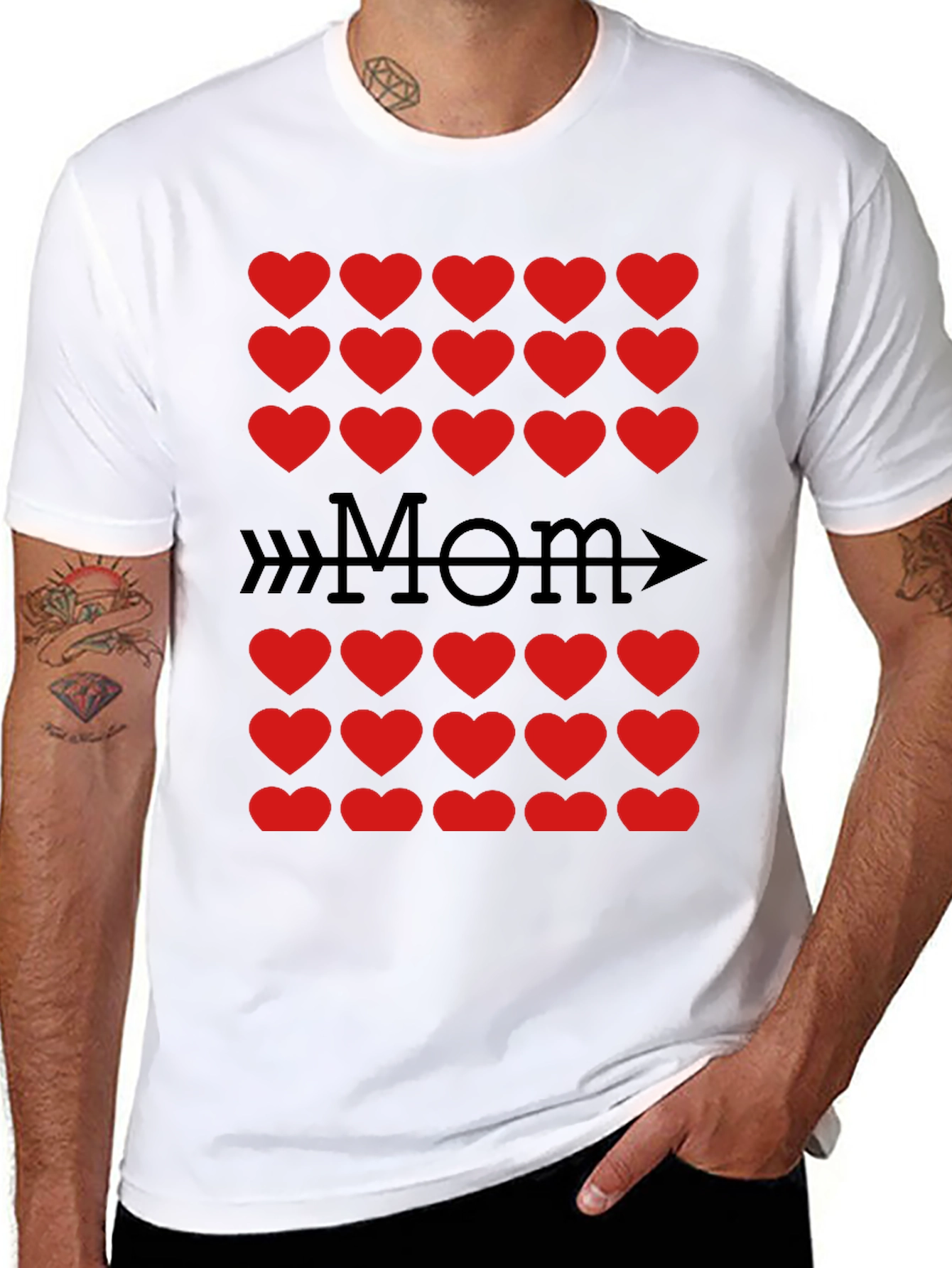 Mom Heart Arrow T-Shirt - Black Cotton Tee
