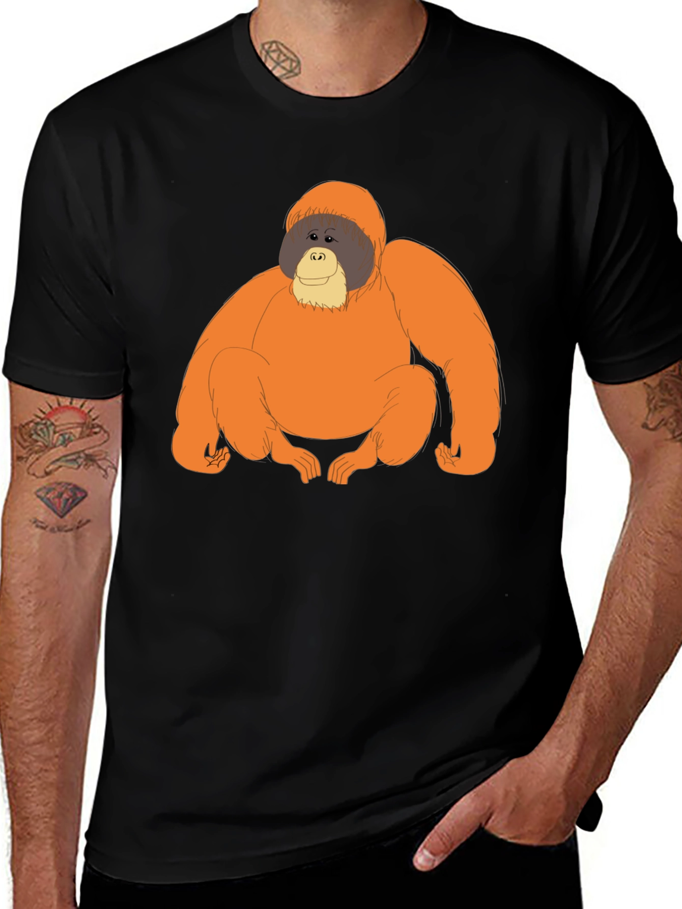 Orangutan Graphic Tee - Comfortable Black T-Shirt