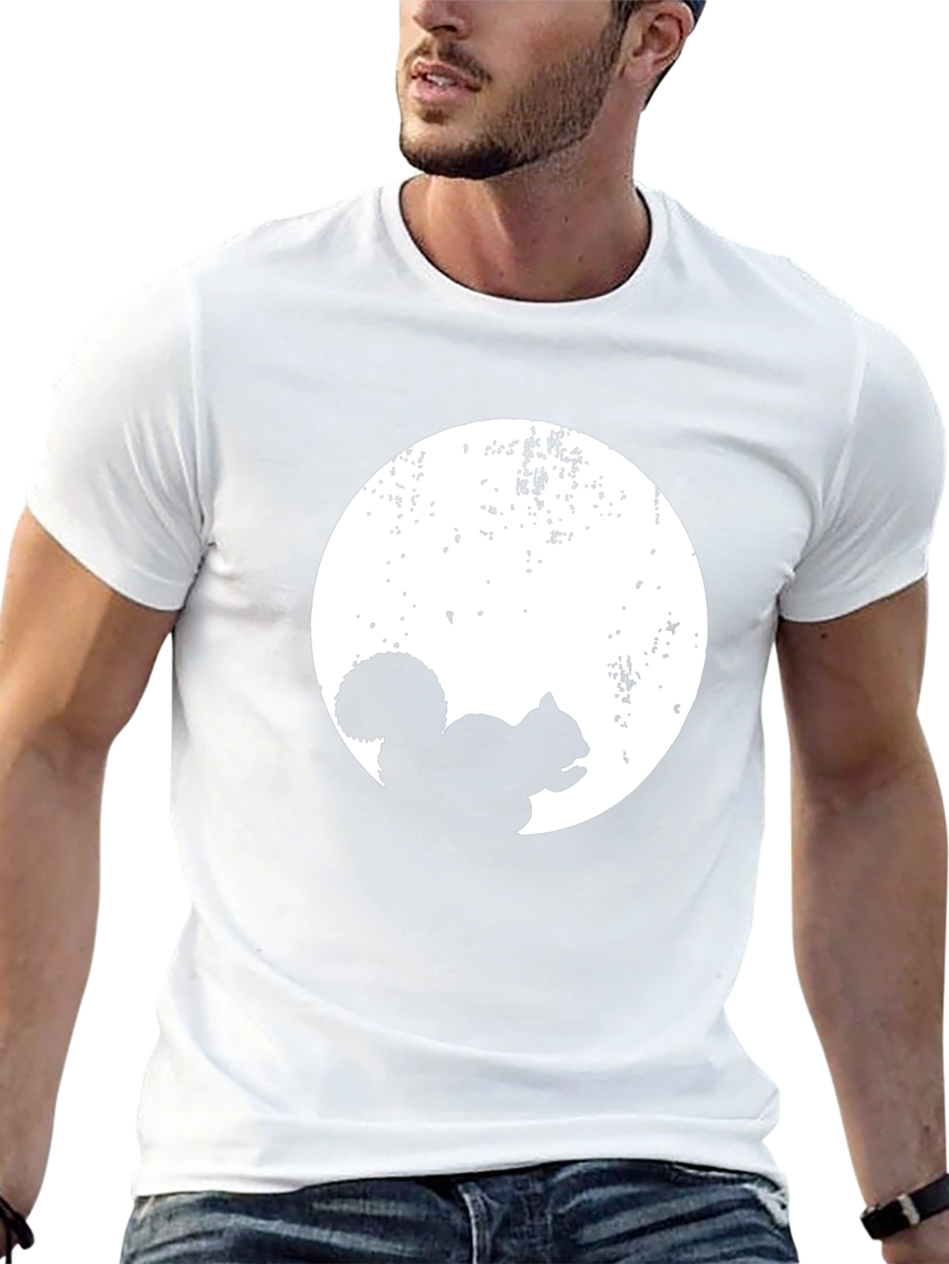 Squirrel Moon Graphic Tee - Black Cotton Comfort