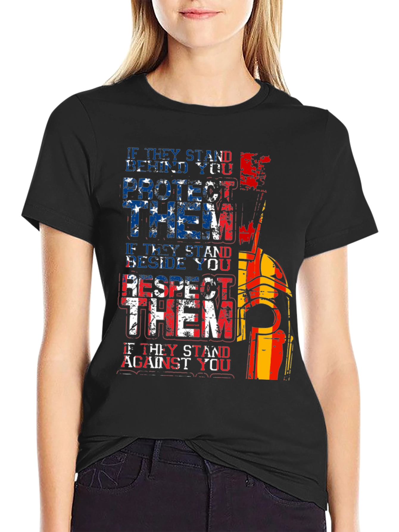 Patriotic Spartan T-Shirt - Protect Respect Stand