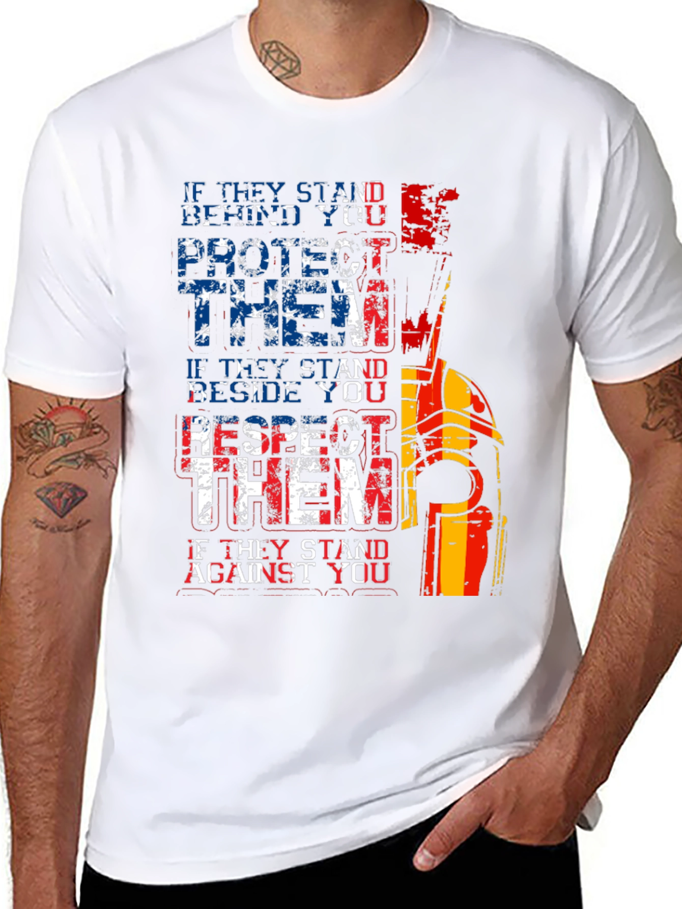 Patriotic Spartan T-Shirt - Protect Respect Stand
