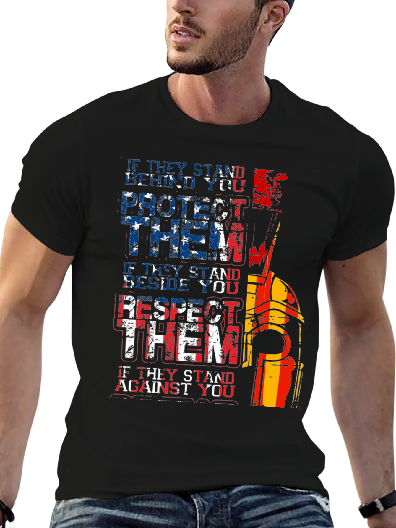 Patriotic Spartan T-Shirt - Protect Respect Stand