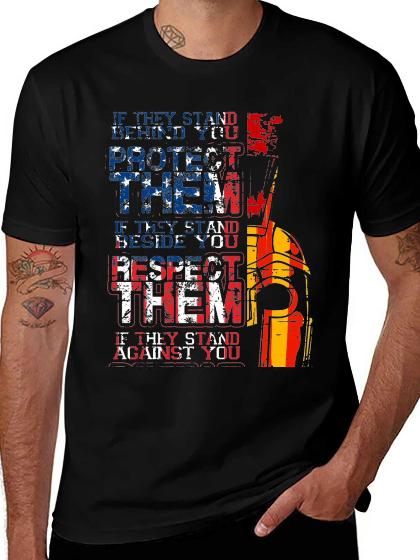 Patriotic Spartan T-Shirt - Protect Respect Stand