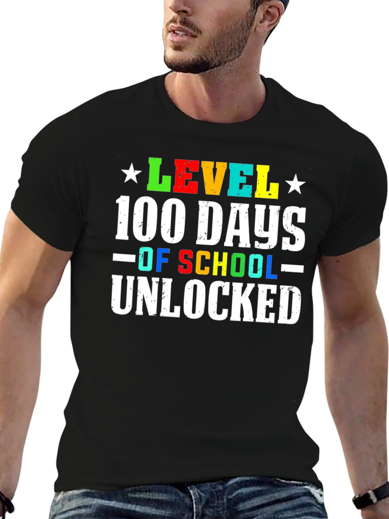 100 Days of School Unlocked Black T-Shirt