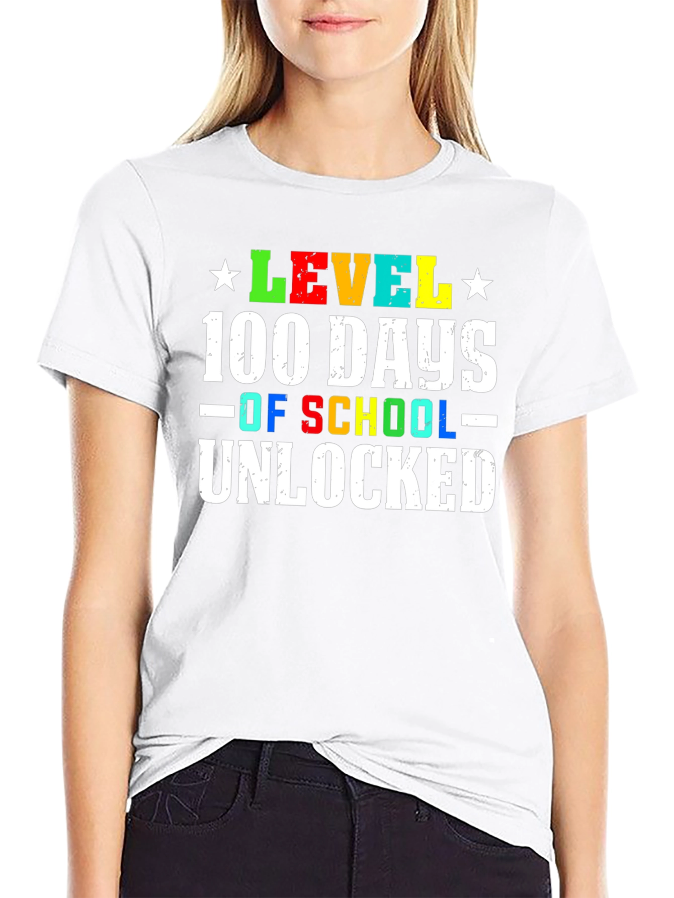 100 Days of School Unlocked Black T-Shirt