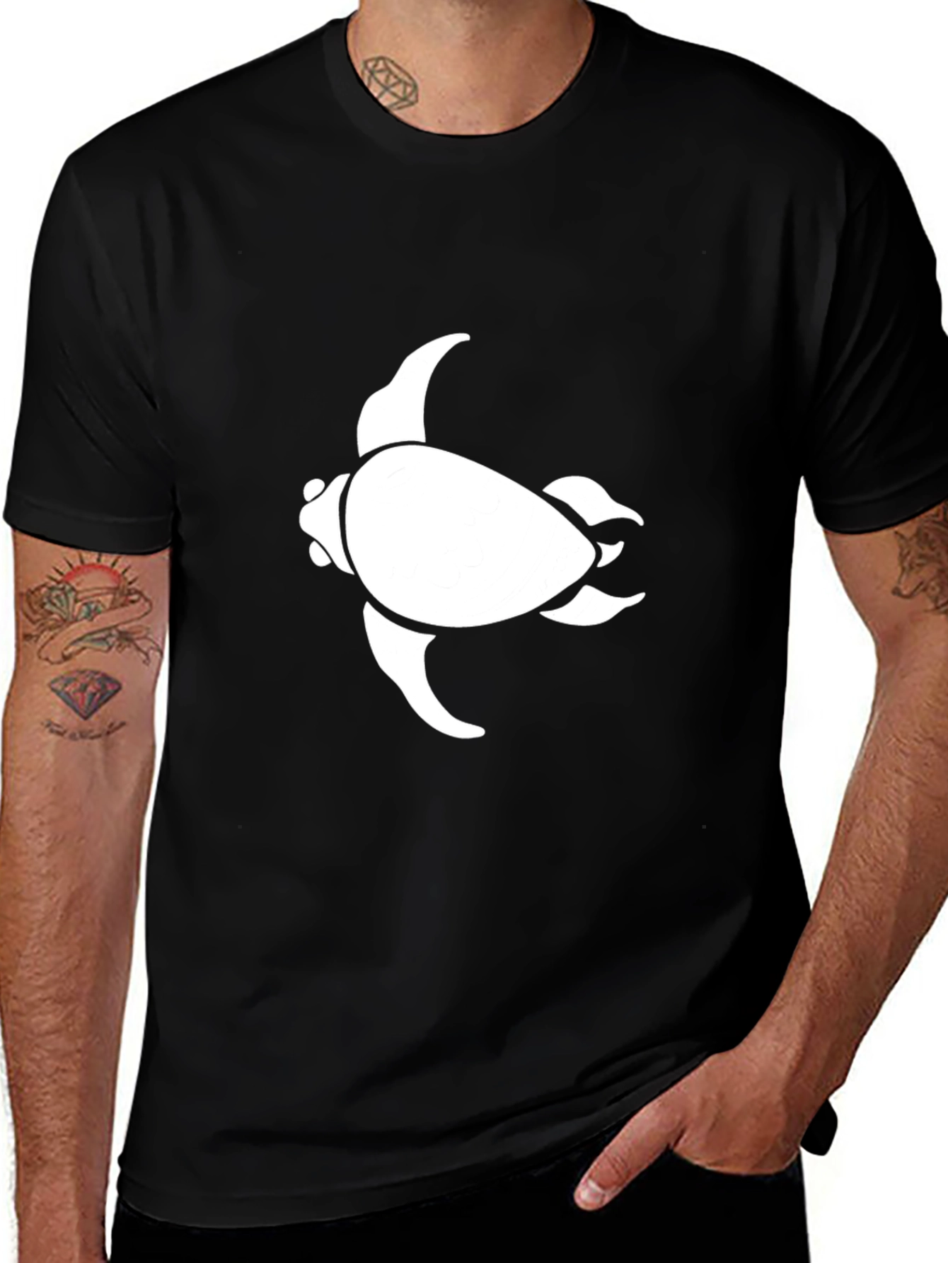 Sea Turtle Graphic Tee - Black Cotton Blend