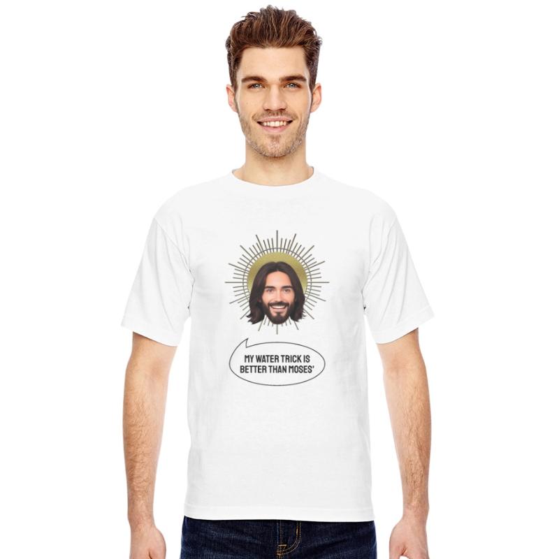 Jesus head with comic speech bubble and funny text