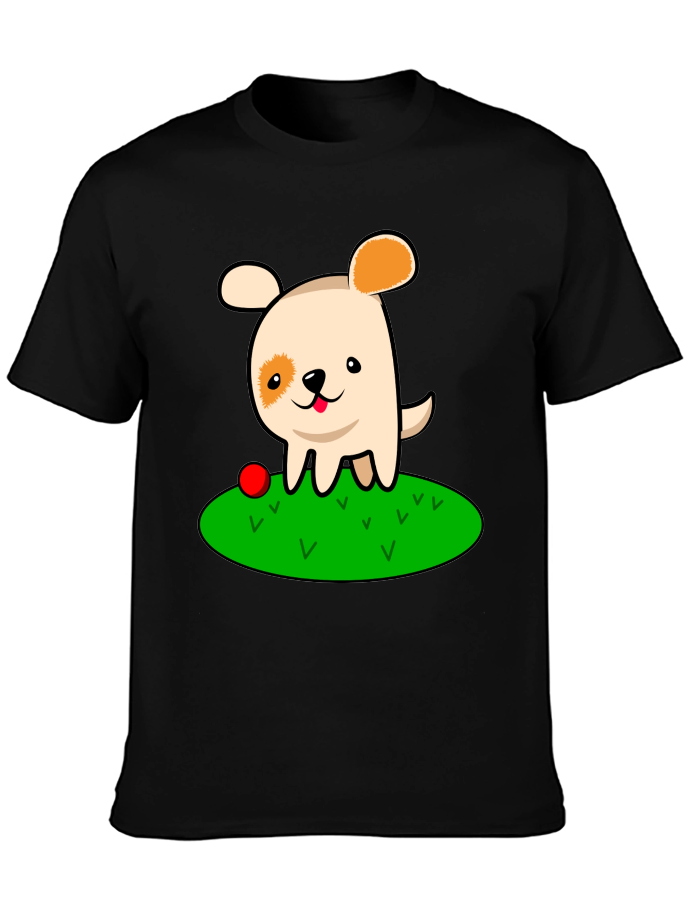 Cartoon Dog Black T-Shirt
