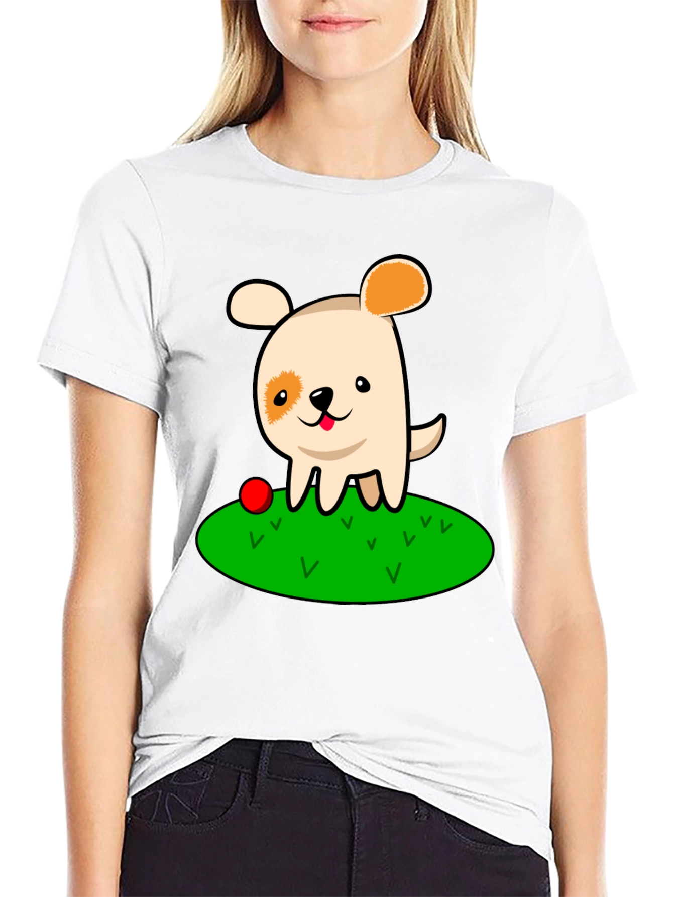 Cartoon Dog Black T-Shirt