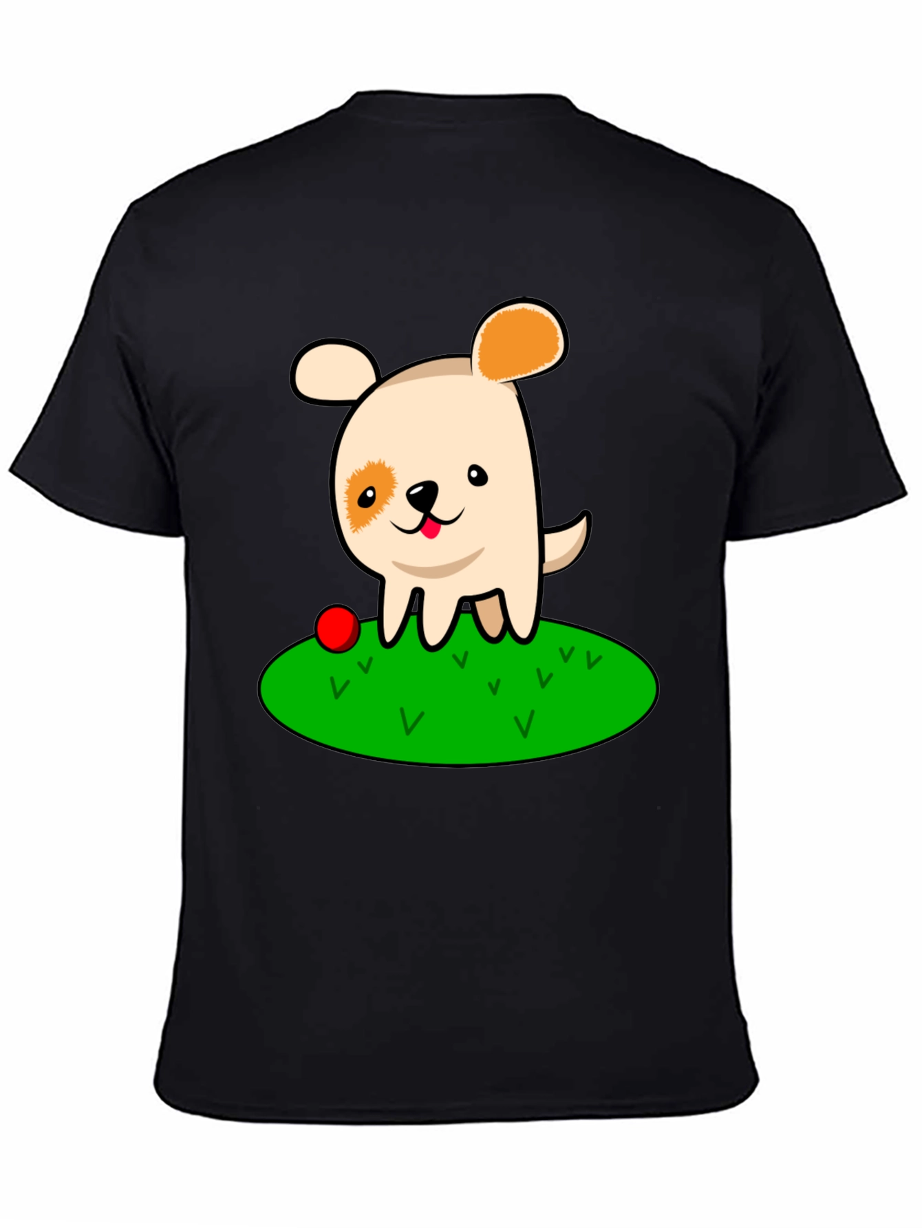 Cartoon Dog Black T-Shirt