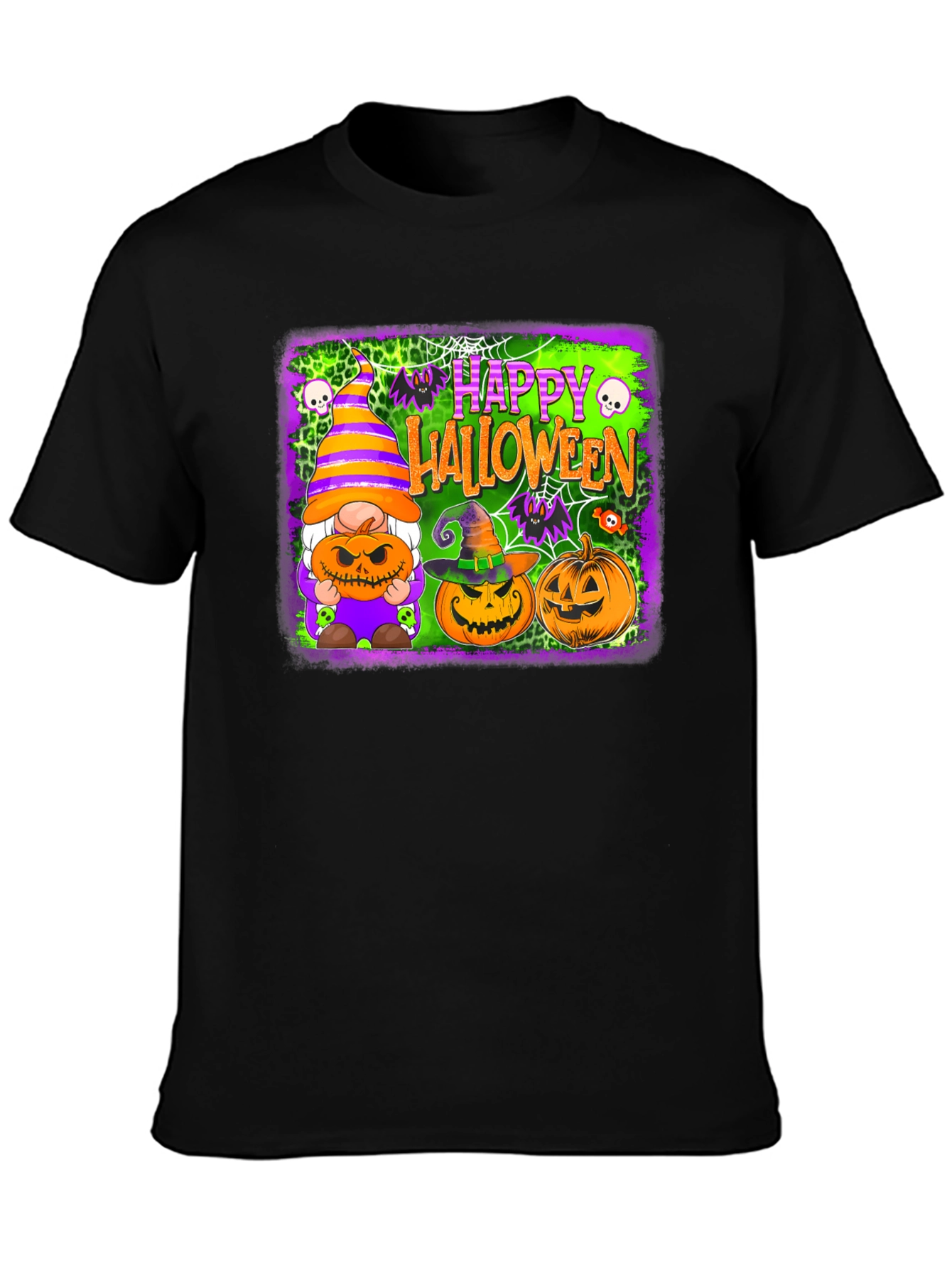 Happy Halloween T-Shirt with Gnome and Pumpkins