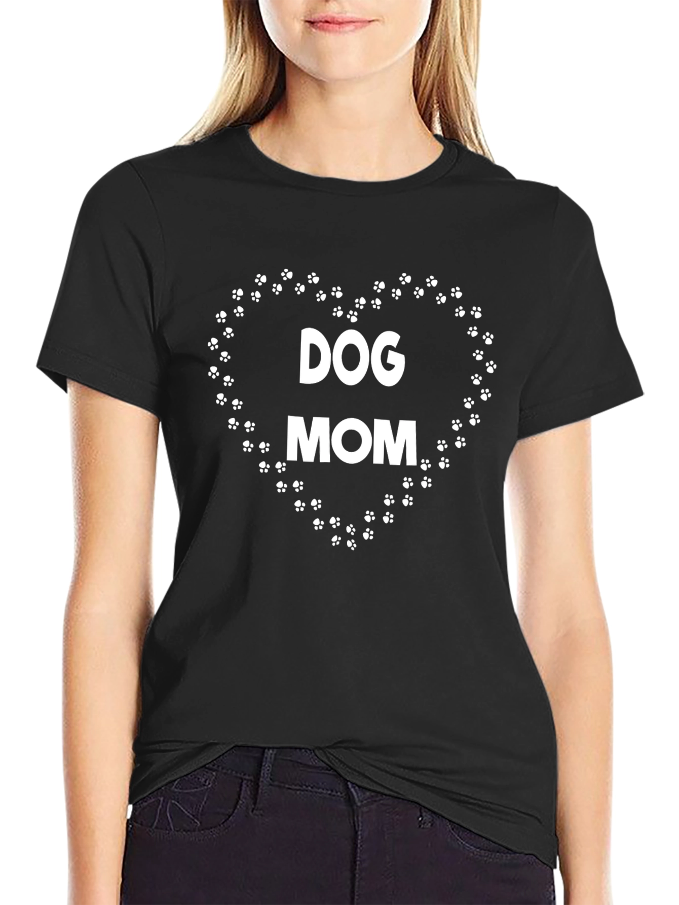 Dog Mom Heart Paw Print T-Shirt