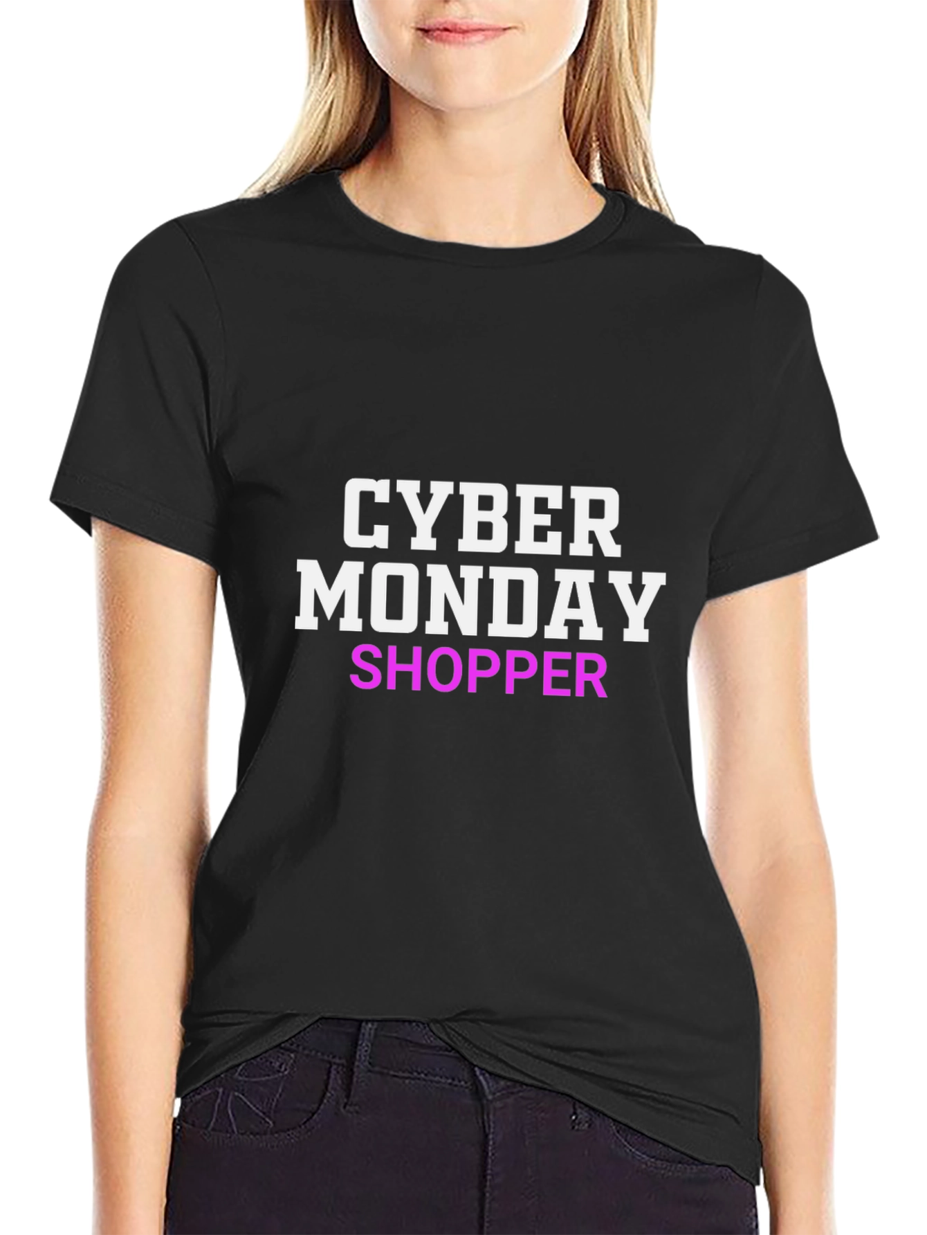 Cyber Monday Shopper T-Shirt Black Cotton Tee