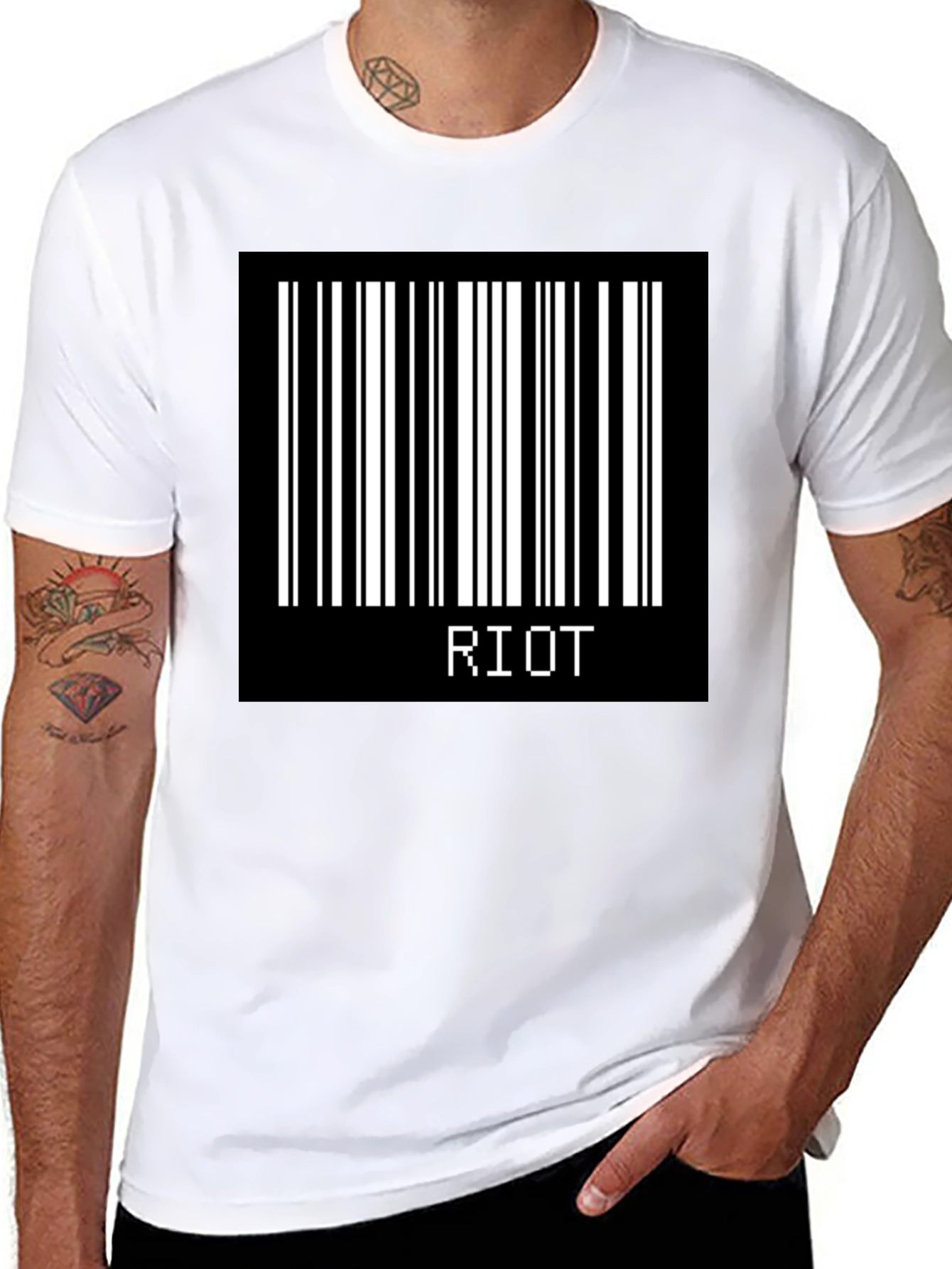 Riot Barcode Graphic T-Shirt - Black Cotton Tee