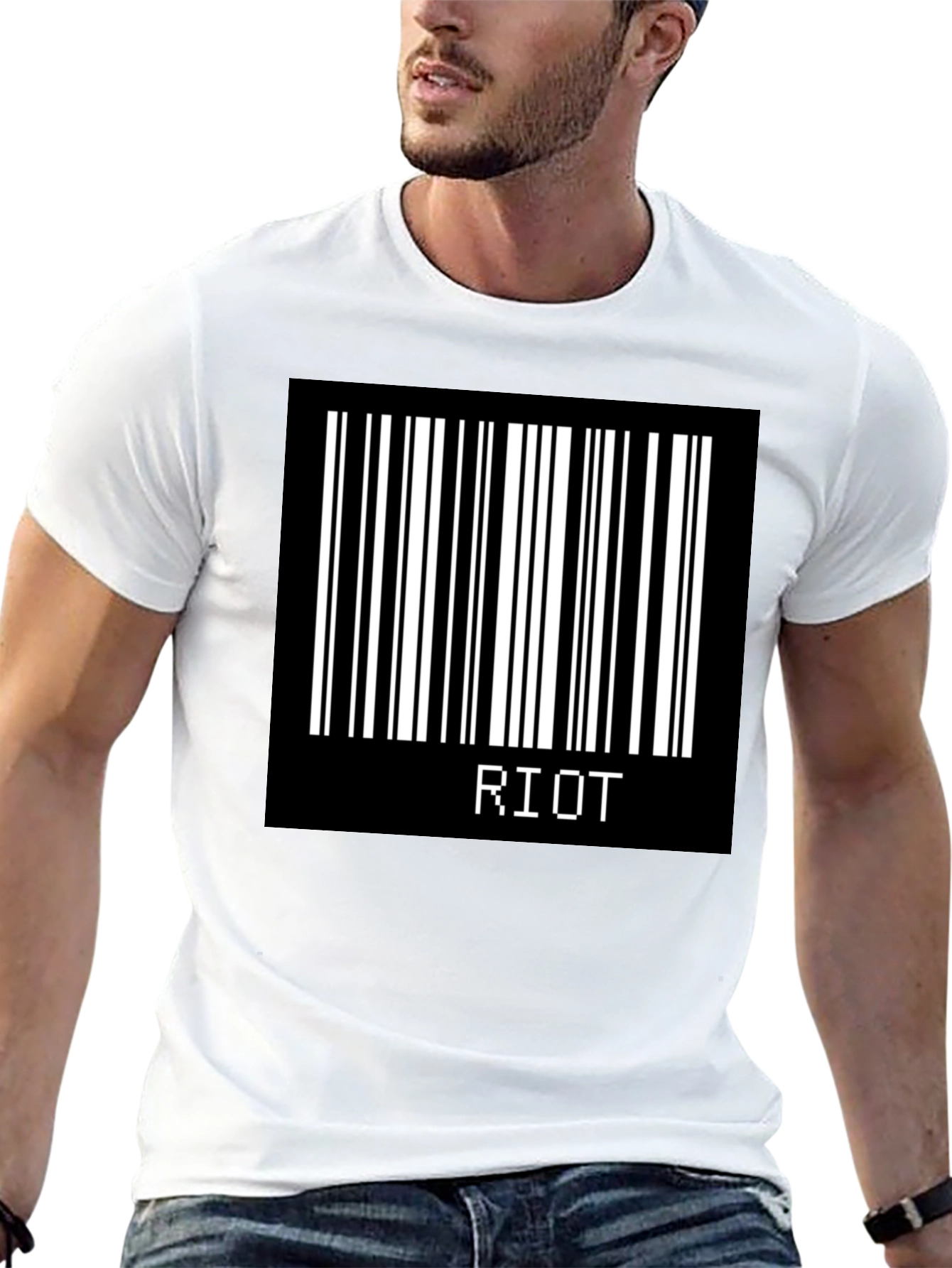 Riot Barcode Graphic T-Shirt - Black Cotton Tee