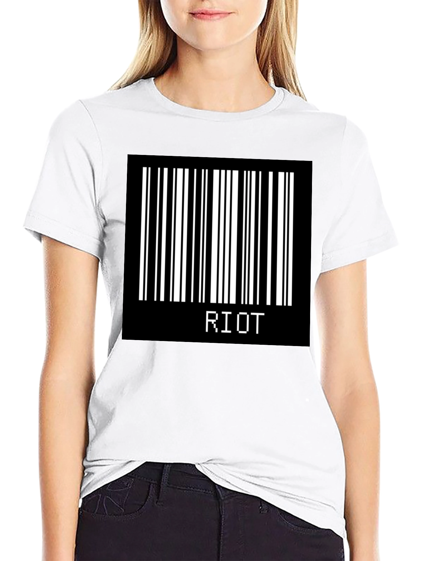Riot Barcode Graphic T-Shirt - Black Cotton Tee