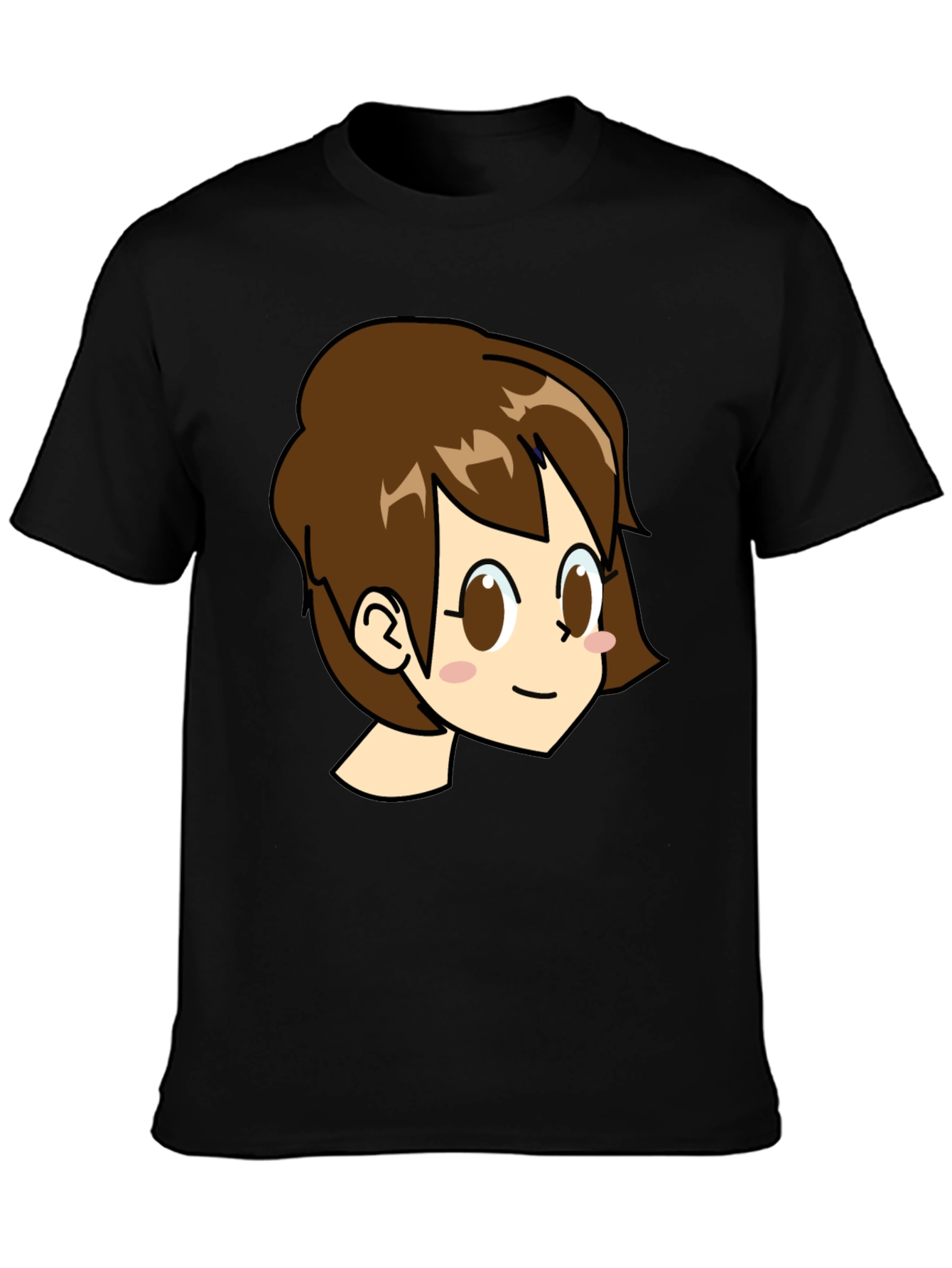 Cute Anime Girl Graphic Black T-Shirt