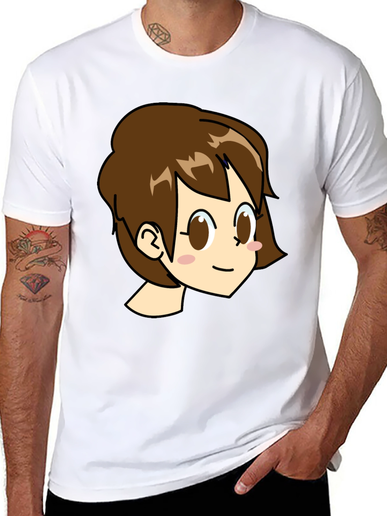 Cute Anime Girl Graphic Black T-Shirt