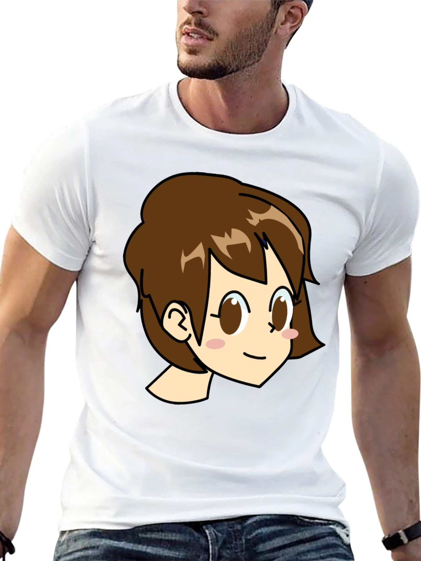 Cute Anime Girl Graphic Black T-Shirt