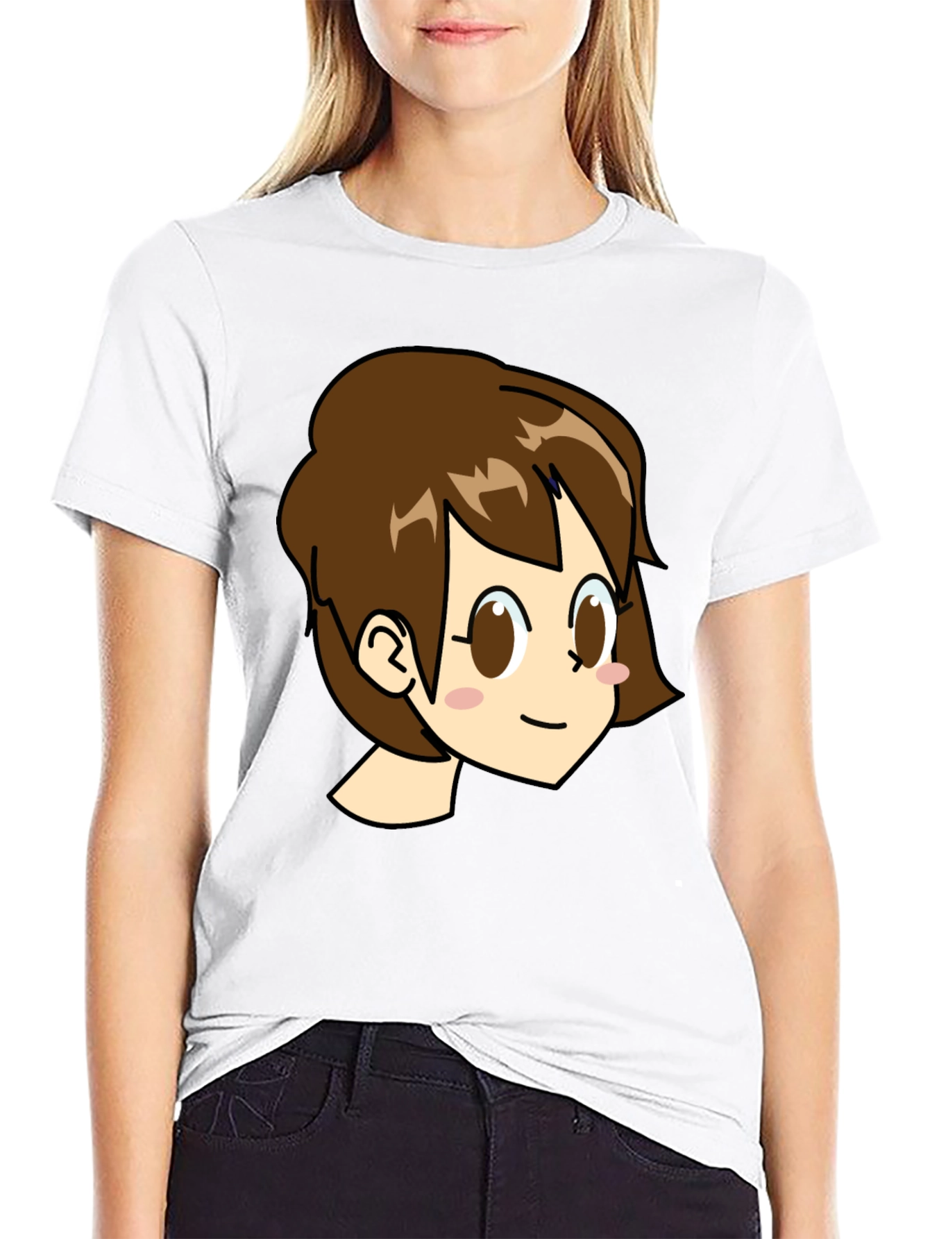 Cute Anime Girl Graphic Black T-Shirt