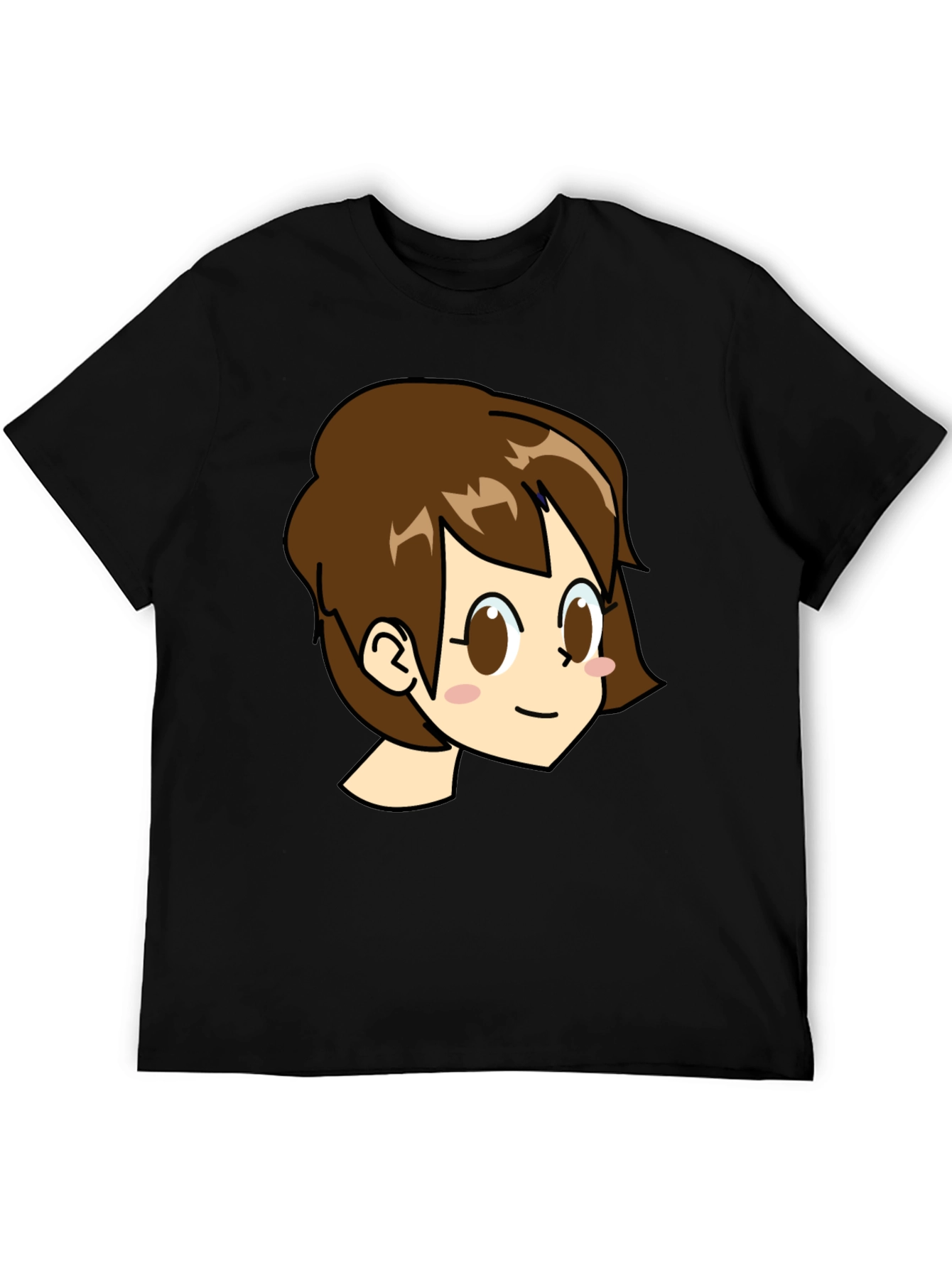 Cute Anime Girl Graphic Black T-Shirt