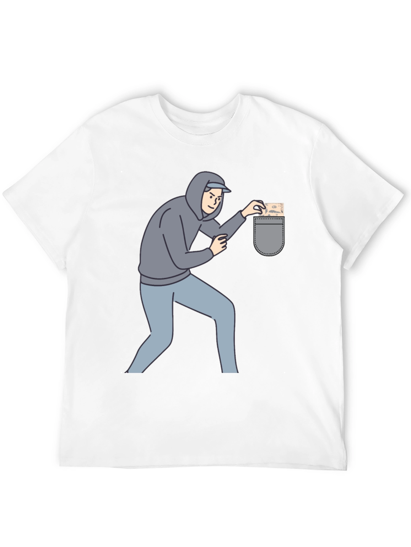 Funny Pickpocket Graphic Tee - Black Cotton Blend Shirt